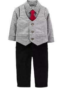 Conjunto de pantalón chaleco con botones blanco/negro (nuevo en caja, 3 meses, 12 meses) nuevo con etiquetas Just One You - Imagen 1 de 2