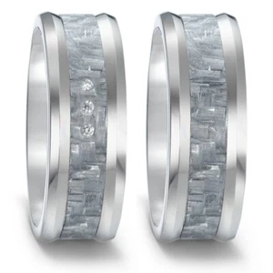 Titanfactory Titan Trauringe 52558 mit Carbon 3 Brillanten ges. 0.03 ct. w/si - Bild 1 von 4