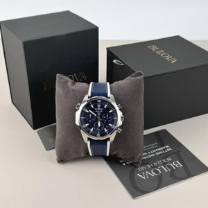 Bulova Marine Star Blue Dial Silicone Strap Men's 43mm Quartz Watch 96B287 - Picture 1 of 6