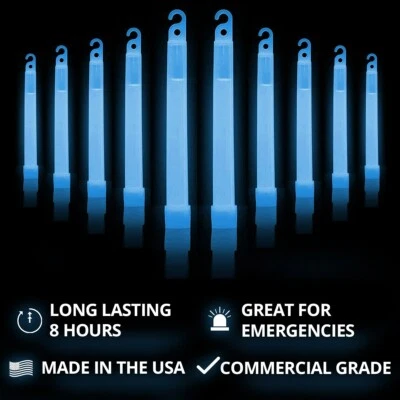 PACK de 10 palos de luz industriales Cyalume azul 8 horas bolsa preparadora para salir de insectos EXP 2027 Foto 1 de 4