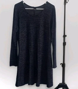 Lildy Tunic Knit Dress With Pockets Navy Blue Size L XL Trendy Boho Core - Picture 1 of 4