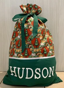 PERSONALISED CHRISTMAS / SANTA SACK / PRESENT SACK - Minecraft Xmas Green - - Picture 1 of 4