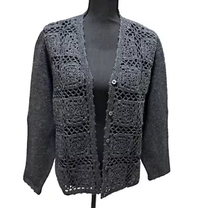 EDDIE BAUER MAGLIONE CARDIGAN DONNA 100% LANA DI AGNELLO CON BOTTONI - Taglia M Alto - Foto 1 di 6