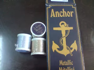 50m REEL OF ANCHOR SILVER THREAD IDEAL 4 CROSS STITCHING , CARD + DRESS MAKING - Picture 1 of 2