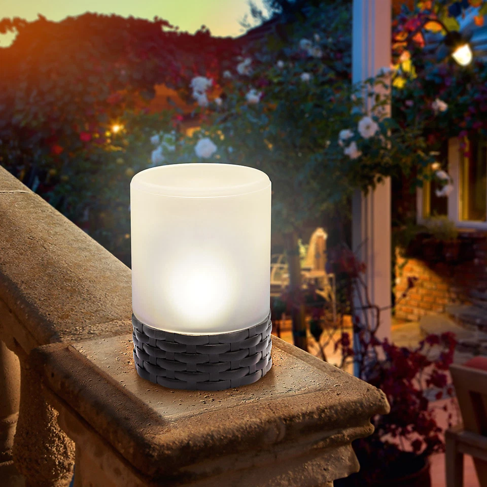 LED Solar Tischleuchte Rattan Solarleuchte Dekoleuchte Gartenleuchte Gartenlampe - Bild 1 von 2