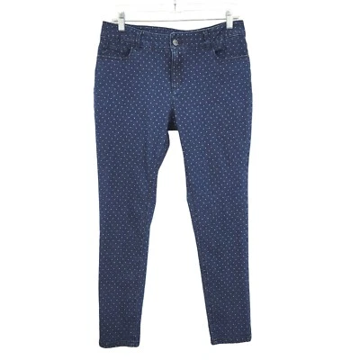 Liz Claiborne Women’s Polka Dot Denim Ankle Pants Size 12P Blue Cotton/Spandex - Image 1 of 4