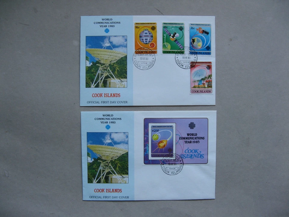 COOK ISLANDS, 4x cover FDC 1983, set + 2x S/S flags - Image 1 of 1