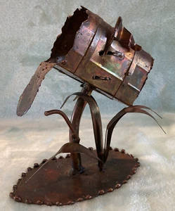 Vtg Brutalist Mailbox Sculpture Metal Mid Century Modern 1974 Enesco - Picture 1 of 8