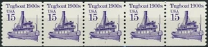 Tugboat 1900s Transportation Coil MNH PNC5 Plate 1 Block Tagged Scott's 2260 - Picture 1 of 2