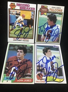 Four (4) John James-Florida Gators- Atlanta Falcons Autographed Cards