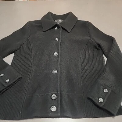 Mercer & Madison Women's Sz Lrg 100% wool Black button-down sweater  - Image 1 of 4