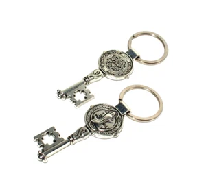 St Saint Benedict Key Chain With Medal Set of Two PCS Llavero San Benito - Picture 1 of 9