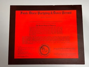 1978 USA FUNK DISCO PARTYING & DANCE PERMIT Poster WOW FUN Afro Blacklight RARE - Picture 1 of 18