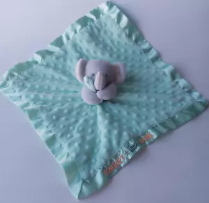 Child of Mine Carters Lovey Security Satin Trim Mint Green Elephant Minky Dots - Picture 1 of 10