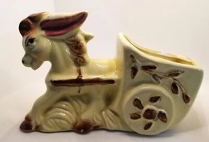 Maceta vintage de burros y carro - Imagen 1 de 5