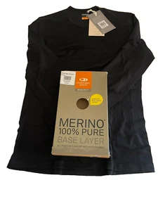 Camisa Icebreaker Capa Base Para Hombre Pequeña Negra Lana Merino Oasis 200 Crew Exterior - Imagen 1 de 5