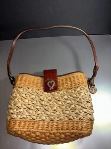 Brighton Woven Straw Handbag Purse Shoulder Strap Preowned With Dustbag Clean - Picture 1 of 7