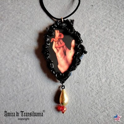 Magic Talisman Gothic Pendant Amulet Evil Eye Ritual Jewelry Red Snake Hand Help - Image 1 of 4