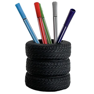 Pencil Holder Desk Organizer Tire-Shaped Desk Pen Holder Makeup Brush Holder  - Picture 1 of 12