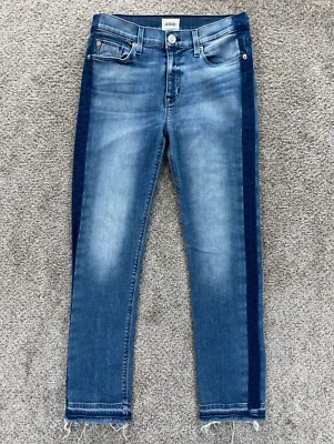 Pantalones de mezclilla Hudson para mujer 27 azul Tilda tiro medio corto dobladillo liberado con rayas Foto 1 de 4