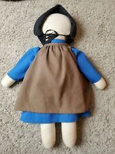 Vintage 87s Traditional Soft Cloth Amish Doll No Face Plain Clothes Bonnet VTG