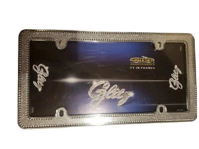 Glitz License Plate Frame, Chrome/Silver/Clear - Cruiser# 17533 Foto 1 de 2
