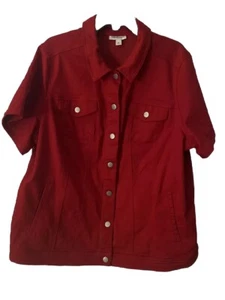 Westport Denim Short Sleeve Jean Jacket 2X Red - Picture 1 of 4