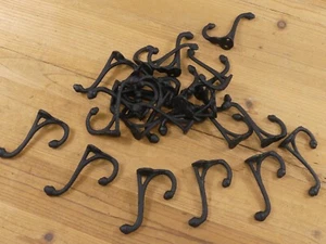15 Coat Hooks Black Hat Hall Tree Cast Iron Vintage Look Storage Wall Mounted - Picture 1 of 10