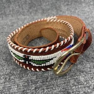 Vtg Western Beaded Belt Kids Size 26 Laced Native American Southwestern Leather - Picture 1 of 11