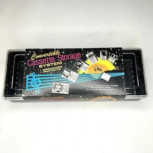 Convertible Cassette Tape Storage Case 15-24 Capacity NOS 1980s USA Vintage - Imagen 1 de 7