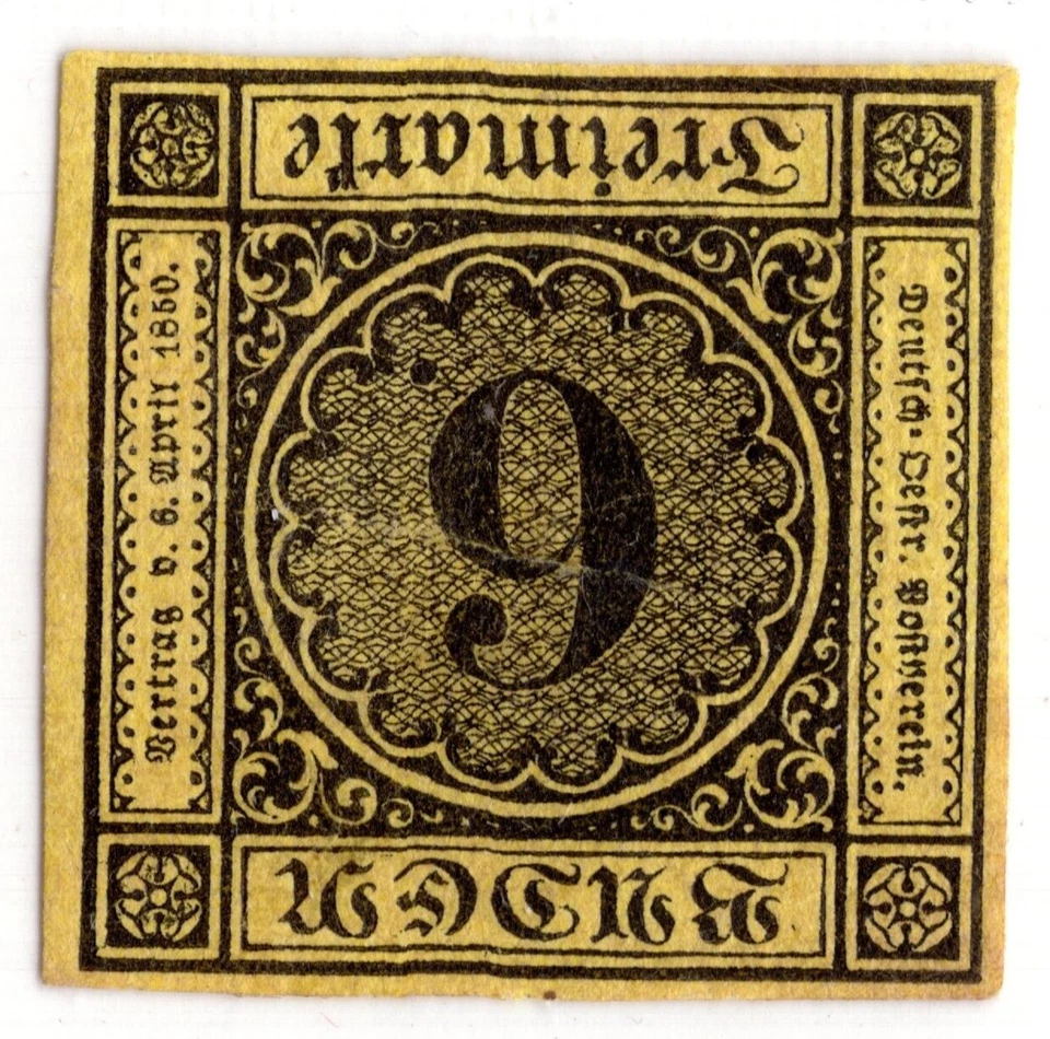 GERMANY BADEN 1853 SC. #9, 4-MARGIN WITH ORIGINAL GUM, GUM CREASE BARELY SHOWING - Image 1 of 2