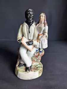 Staffordshire Arbor Figure Of Uncle Tom And Eva Seated Porcelain Figurine - Picture 1 of 15