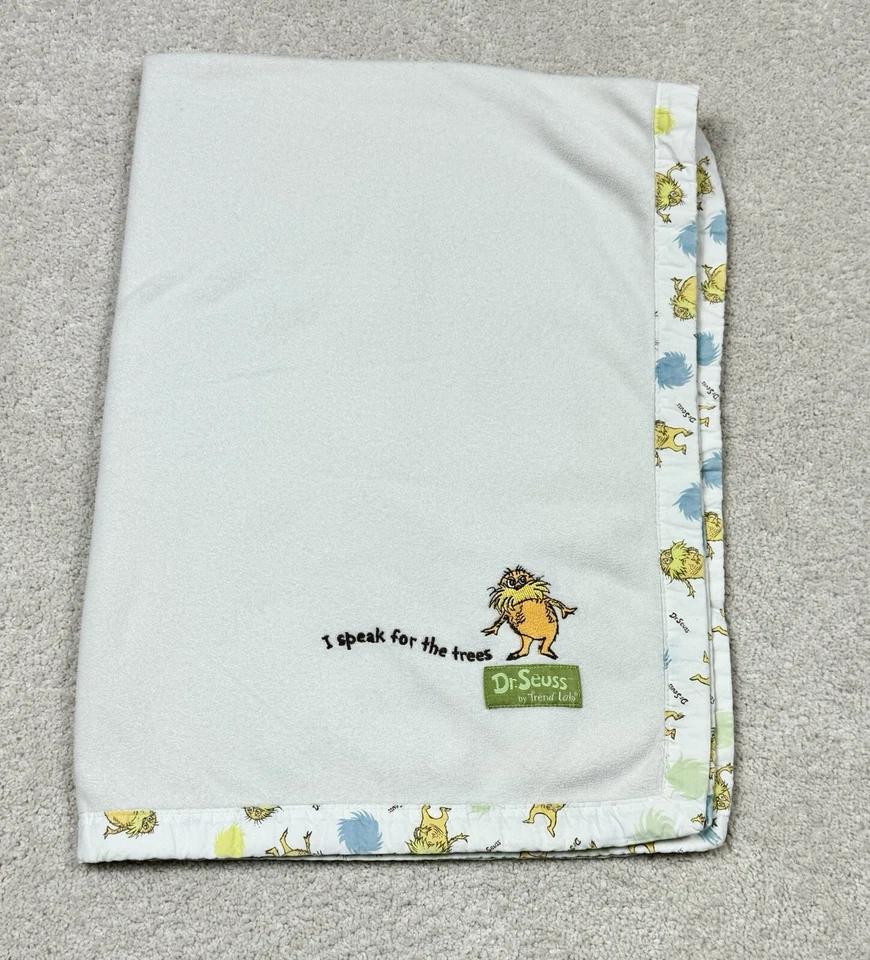Lorax Dr Seuss Nursery Baby Fleece Blanket Security Trend Lab 27x37 Print Trim - Image 1 of 4