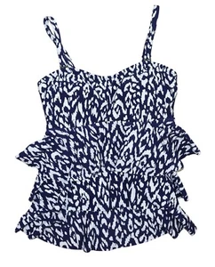 Island Escape Waist Minimizer Swimwear 3-Tiered Animal Print Tankini Top NWT - Picture 1 of 2
