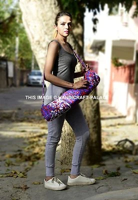 Bolso de yoga tradicional indio de algodón puro estampado de mandala correa para el hombro bolso de gimnasio  Foto 1 de 3