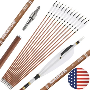 12X 31" Pure Carbon Arrows Archery SP340-600 Compound Recurve Bow Tips Hunting - Picture 1 of 16