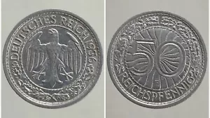 ALLEMAGNE 50 PFENNIG 1936 E Germany Deutchland - Bild 1 von 3