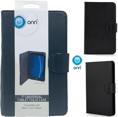 Onn 7" Universal Android Tablet Smart Device Folio Case Soft Microfiber Black - Image 1 of 4