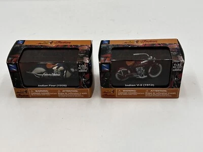 New Ray Indian Motorcycle 1/32 Scale 2 Lot Indian Four 1939 Indian V-2 1912 READ - Image 1 of 4