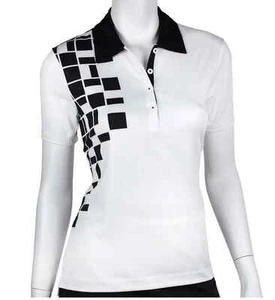 Nwt EP Pro Geo Block Schwarz Weiß Kurzärmelig Golf Hemd Polohemd Damen XS - Bild 1 von 4