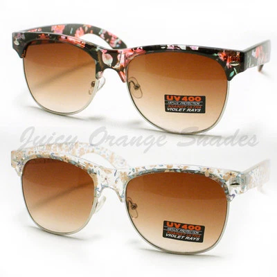 Gafas de sol con estampado floral de flores para mujer moda ojo de cerradura marco cuadrado Foto 1 de 4