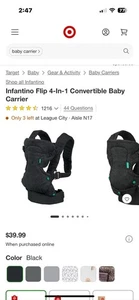 infantino flip 4-in-1 convertible baby carrier Blue Denim no callouts - Picture 1 of 9
