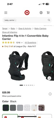 Portabebés Infantino Flip 4 en 1 Convertible Azul Denim Sin Llamadas Foto 1 de 4