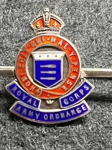 R.A.O.C. ROYAL ARMY ORDNANCE CORPS SILVER BAR PIN BADGE - SWEETHEART BROOCH - Picture 1 of 5