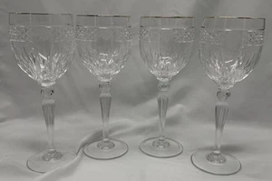 Waterford Crystal Carleton Shell Wine Glass Gold Rim 7.5" - Set Of 4 - Picture 1 of 7