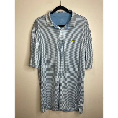Camisa polo de golf Masters para hombre azul a rayas Augusta National Golf Club Foto 1 de 4