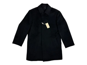 New Pronto Uomo Pea Coat Mens Size 38 S 100% Wool Black Lined Button Down NWT - Picture 1 of 11