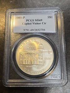 2001 P PCGS MS69 MS 69 90% Capitol Visitor Center Commemorative Silver Dollar $1 - Picture 1 of 4