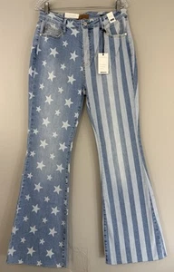 Judy Blue Flare High Waist Jeans Women’s 15/32 Stars & Stripes Stretch Denim - Picture 1 of 10