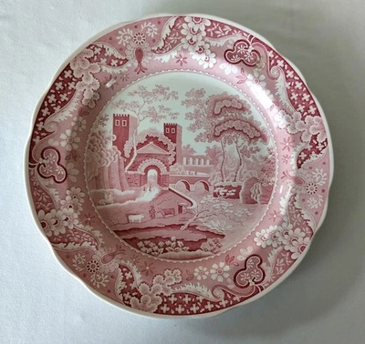 Spode Archive Collection Castle 10" Dinner Plate Cranberry Red England - Image 1 of 4